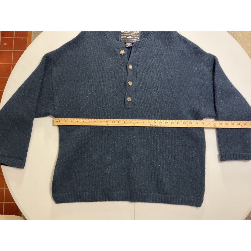 VTG Y2K Abercrombie Fitch Mens Navy Lambswool Henley Sweater XL Rugged Knit - Picture 4 of 5